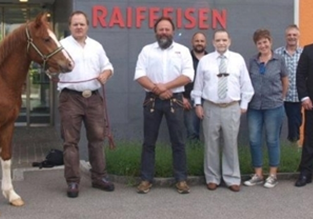 Lebendpreistaufe der 9. Engelbergschwinget bei der Raiffeisen Bank in Dulliken mit dem Freiberger-Wallach Don Felippe als Siegerpreis. (Bild: ZVG)