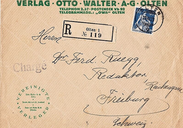 Das erhalten gebliebene Briefcouvert vom März 1923. (Bild: ZVG)
