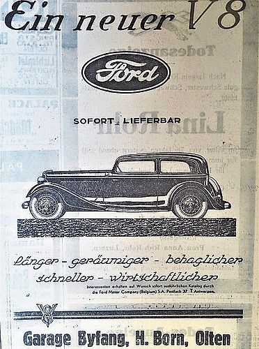 Inserat der Ford-Garage Byfang von Hieronymus Born.
