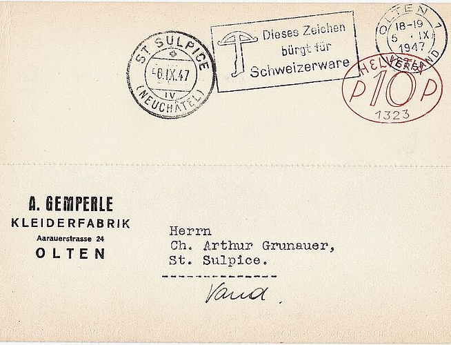 Die Bestellung von alt-versilberten Knöpfen für Blasmusik-Uniformen im Herbst 1947 bei der Firma Agru, Charles Arthur Grunauer, in St. Sulpice. (Bilder: ZVG)