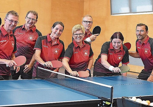 Sieben der neun Spielerinnen und Spieler, welche die Schweiz in Berlin vertreten werden. Silvia Lerch ist die Zweite von rechts. (Bild: ZVG)