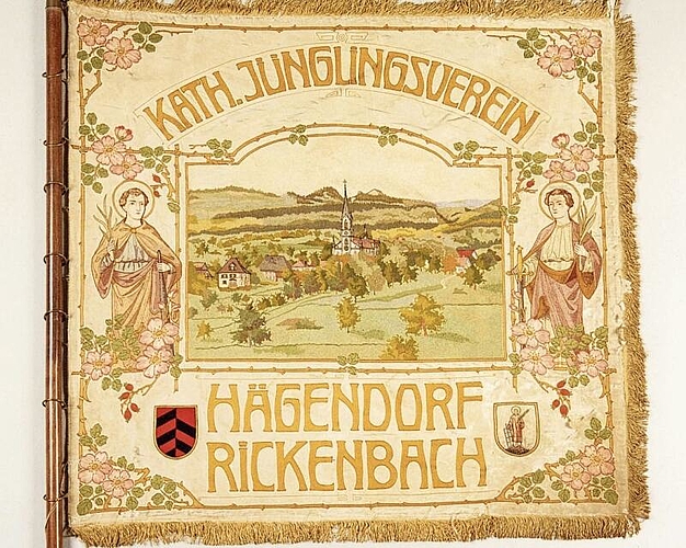 Vorderseite der Fahne des Jünglingvereins Hägendorf-Rickenbach. (Bild: ZVG/Hans Sigrist)