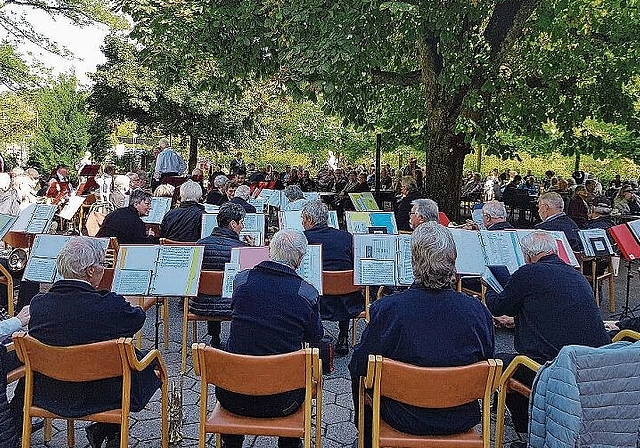 Das Veteranenspiel Kanton Solothurn beim vielbeachteten Konzert vor dem Altersheim Ruttiger in Olten (Bild: ZVG)