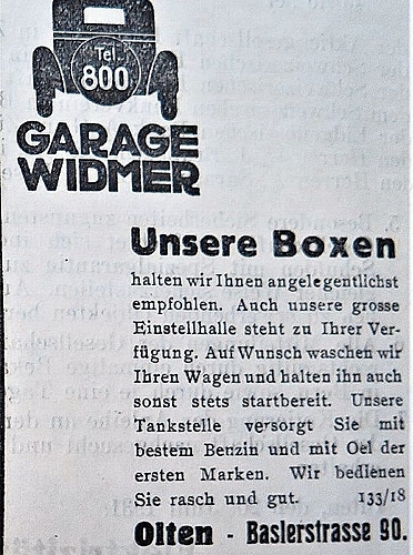 Inserat der Garage Widmer an der Baslerstrasse. (Bilder: ZVG)
