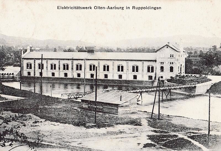 Das Maschinenhaus des Kraftwerks Ruppoldingen stand parallel zum Flusslauf, so dass kein Unterwasserkanal benötigt wurde. (Bilder: ZVG; Marlis Keller, Rickenbach)
